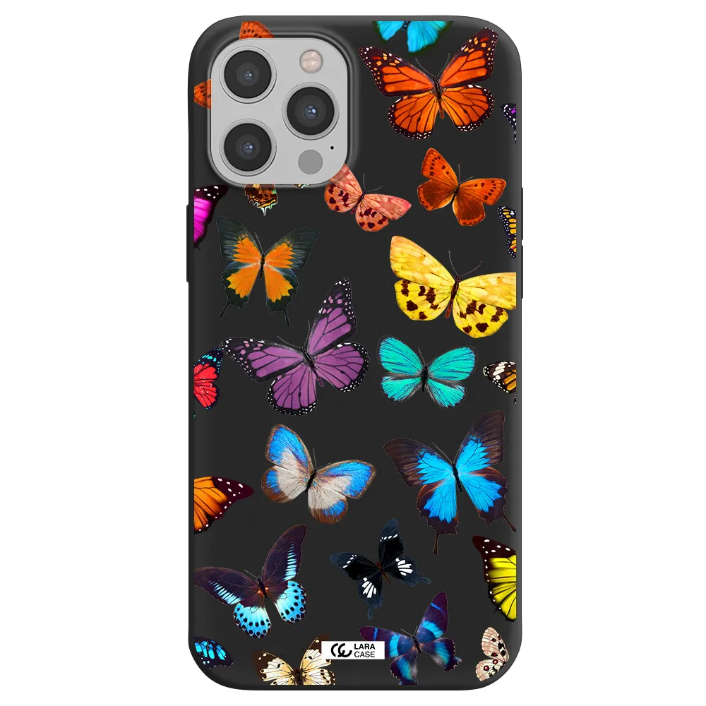 Colorful Butterflies Apple iPhone 12 pro max Silicone black Case