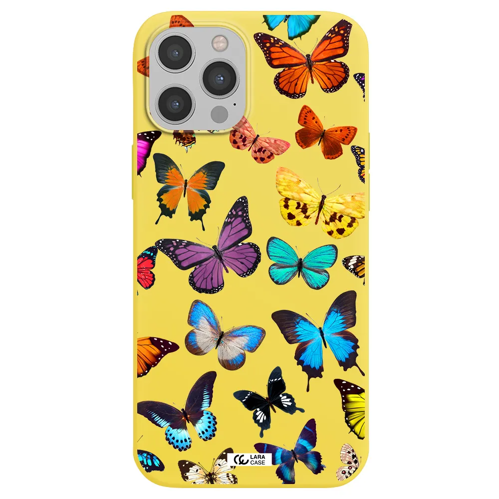 Colorful Butterflies Apple iPhone 12 pro max Silicone canary yellow Case