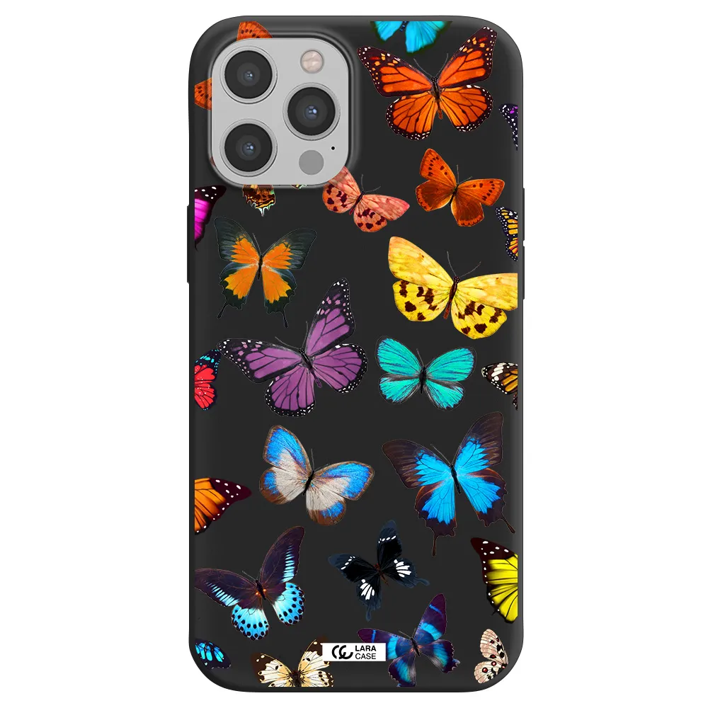 Colorful Butterflies Apple iPhone 12 pro Silicone black Case