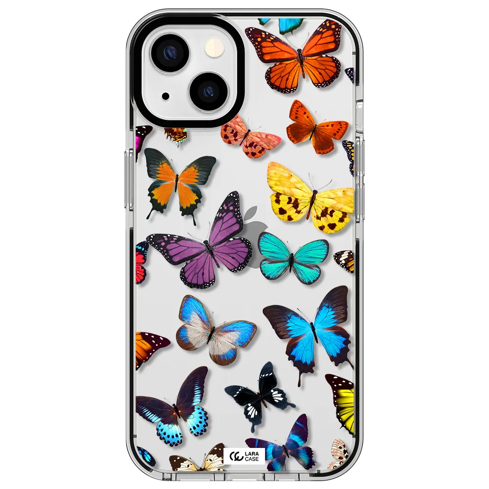 Colorful Butterflies Apple iPhone 13 impact black border Case