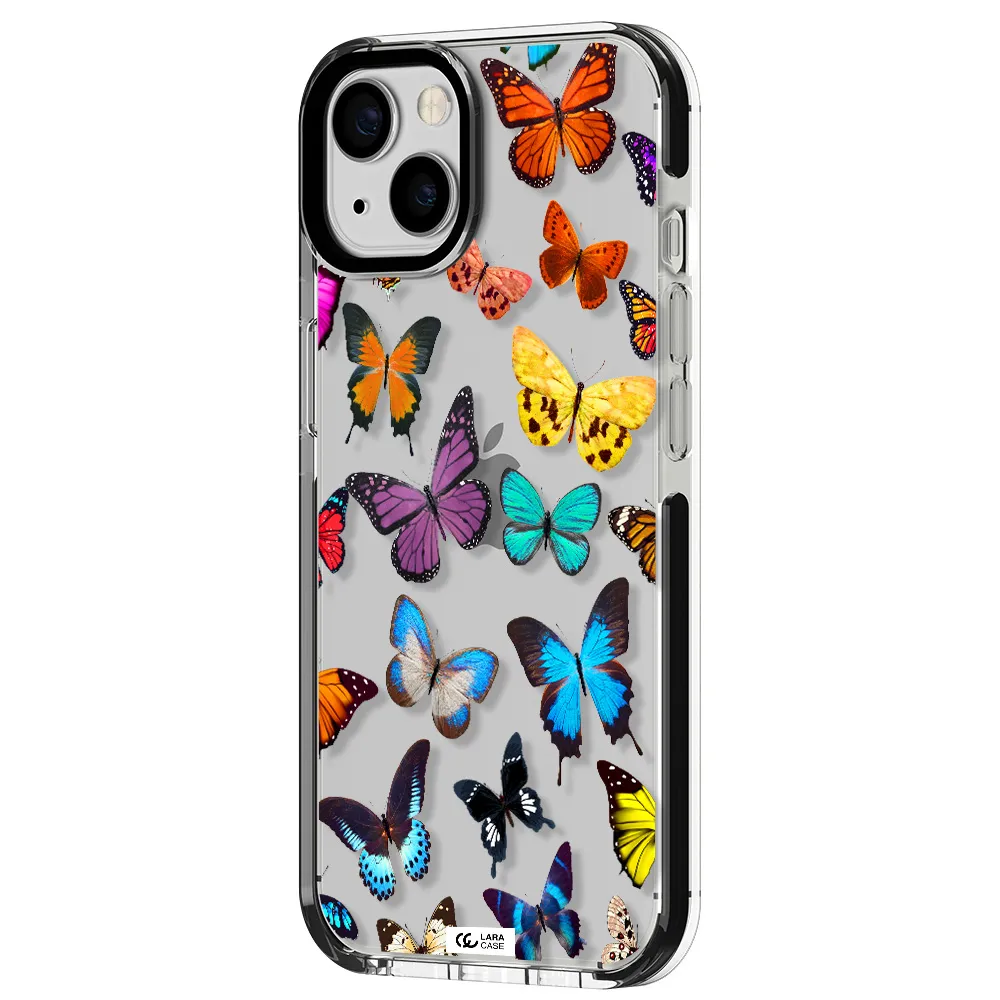 Colorful Butterflies Apple iPhone 13 impact black border Case