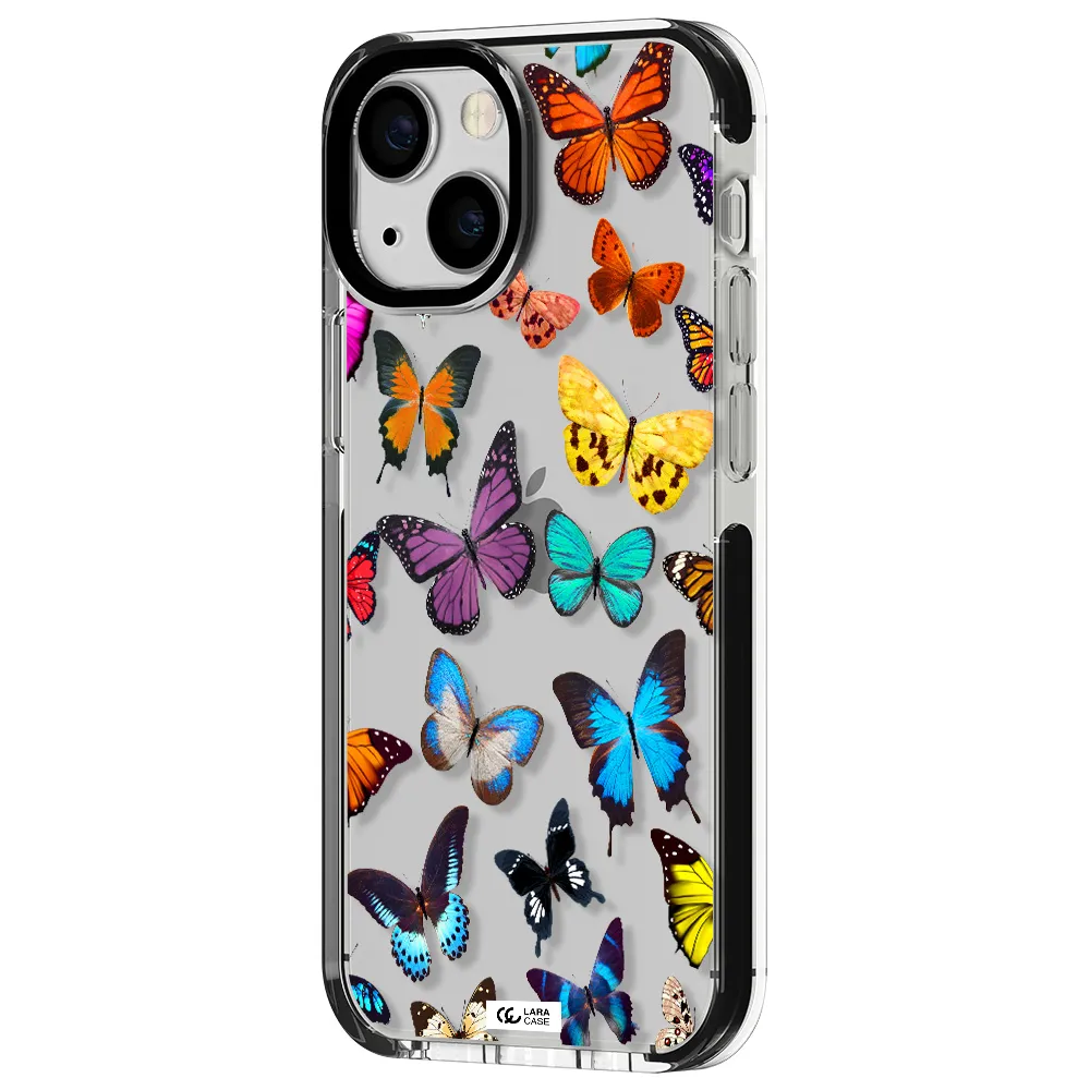 Colorful Butterflies Apple iPhone 13 mini impact black border Case