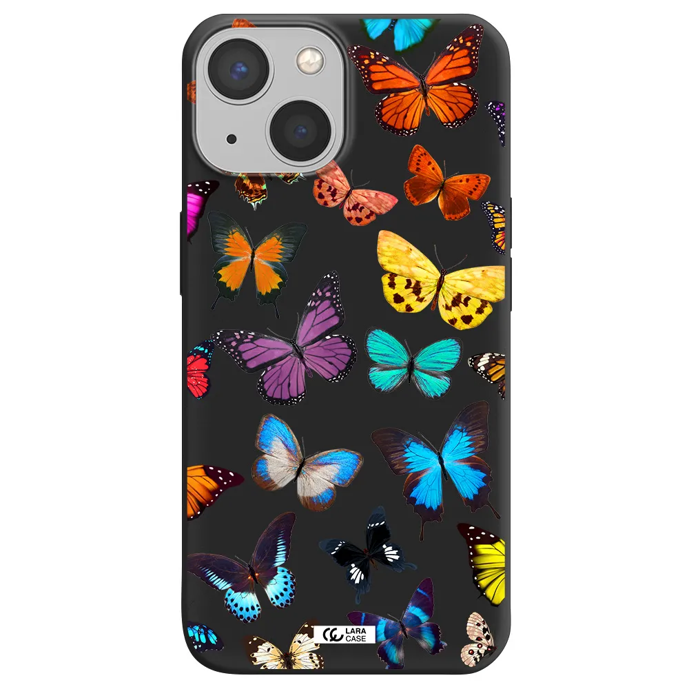 Colorful Butterflies Apple iPhone 13 mini Silicone black Case