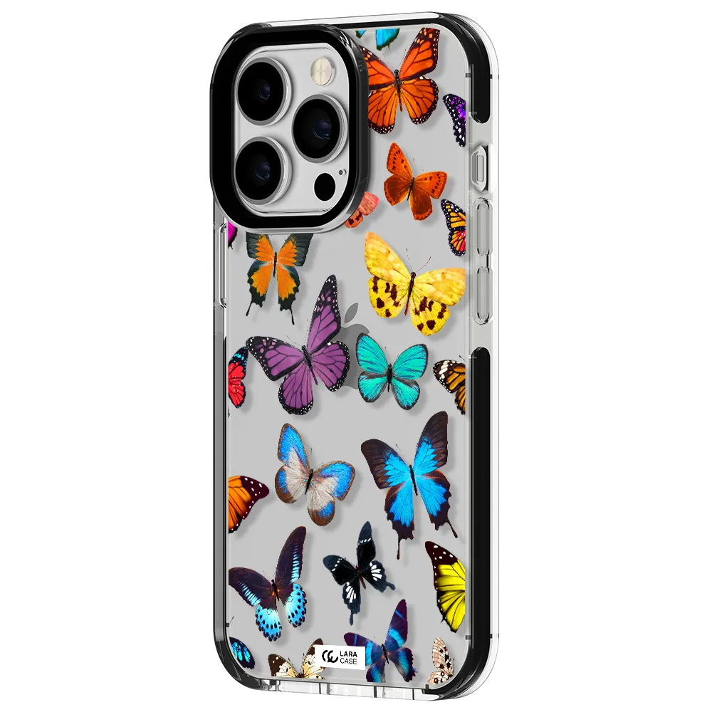 Colorful Butterflies Apple iPhone 13 Pro impact black border Case