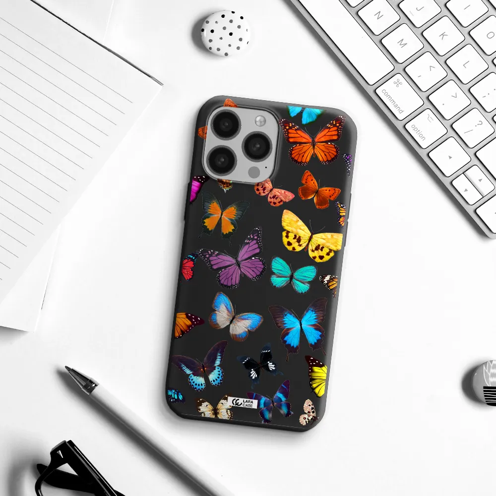 Colorful Butterflies Apple iPhone 13 Pro Max Silicone black Case