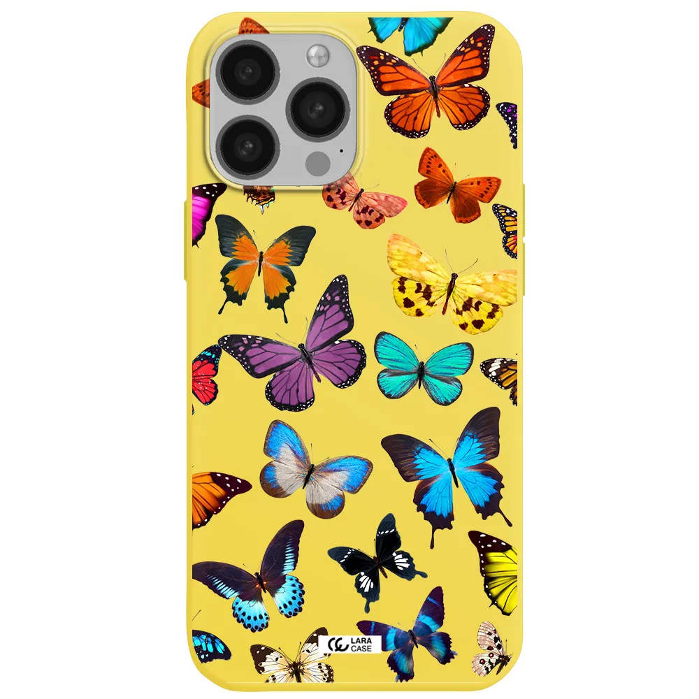 Colorful Butterflies Apple iPhone 13 Pro Max Silicone canary yellow Case