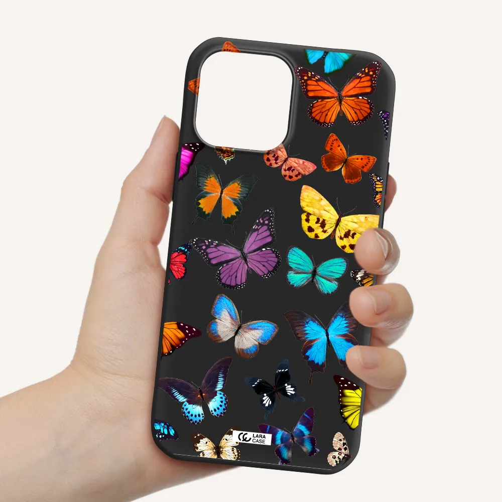 Colorful Butterflies Apple iPhone 13 Pro Silicone black Case