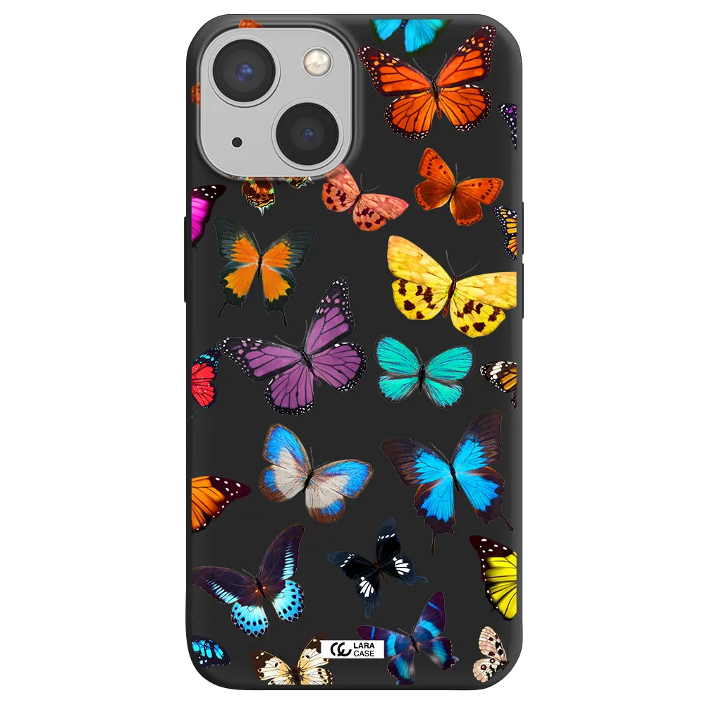 Colorful Butterflies Apple iPhone 13 Silicone black Case