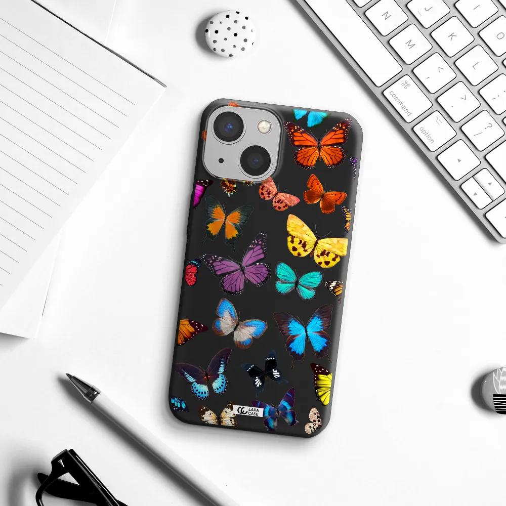 Colorful Butterflies Apple iPhone 13 Silicone black Case