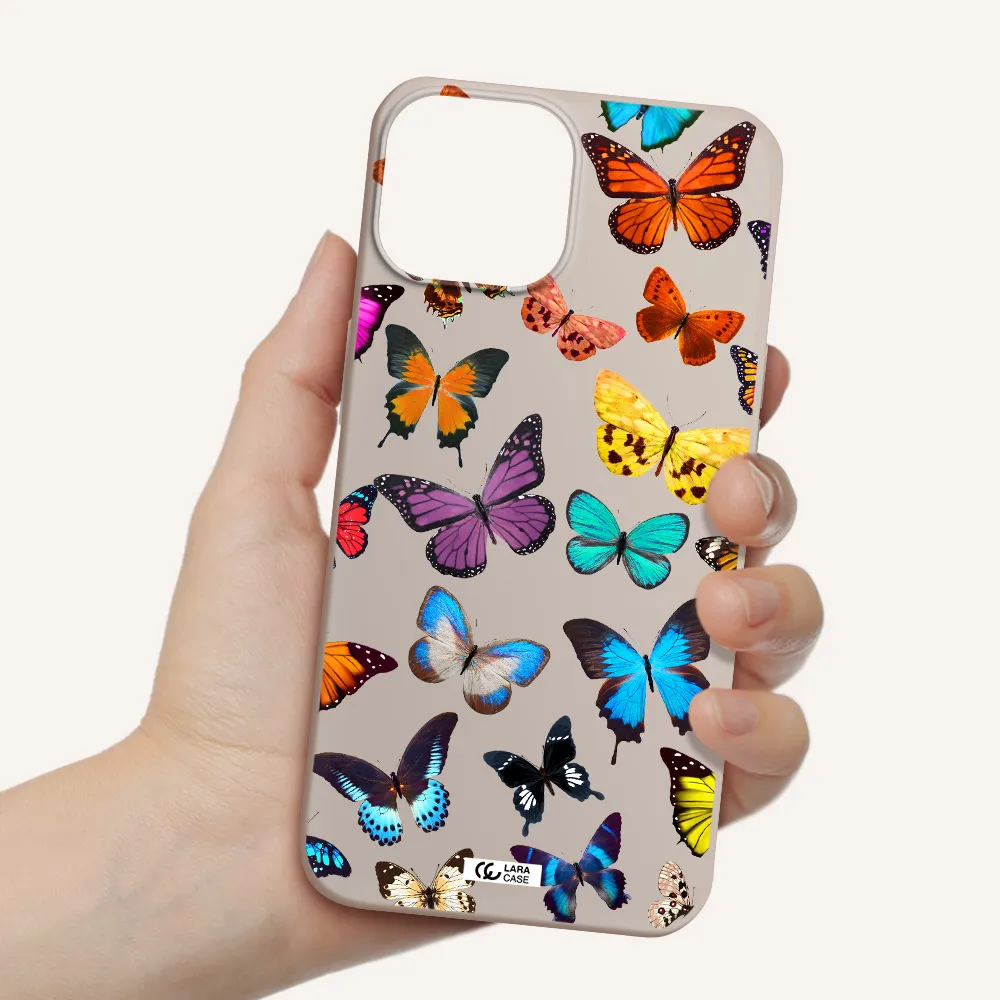 Colorful Butterflies Apple iPhone 13 Silicone Stone Case