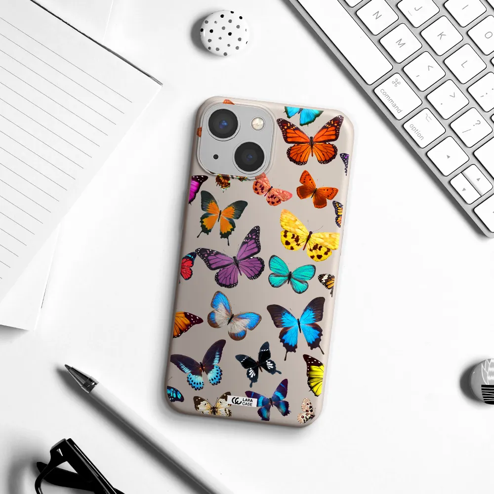 Colorful Butterflies Apple iPhone 13 Silicone Stone Case