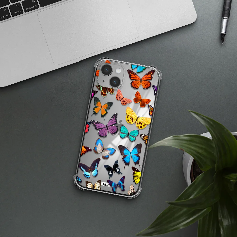 Colorful Butterflies Apple iPhone 14 Clear PC Case