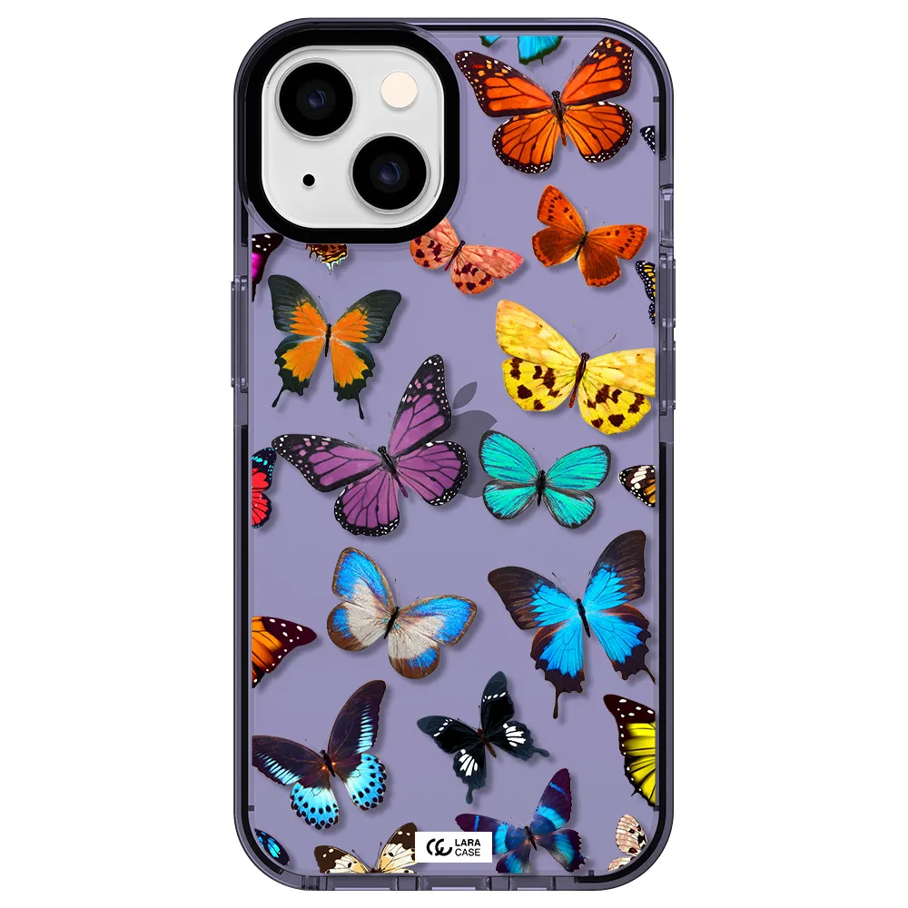 Colorful Butterflies Apple iPhone 14 impact Lilac Case