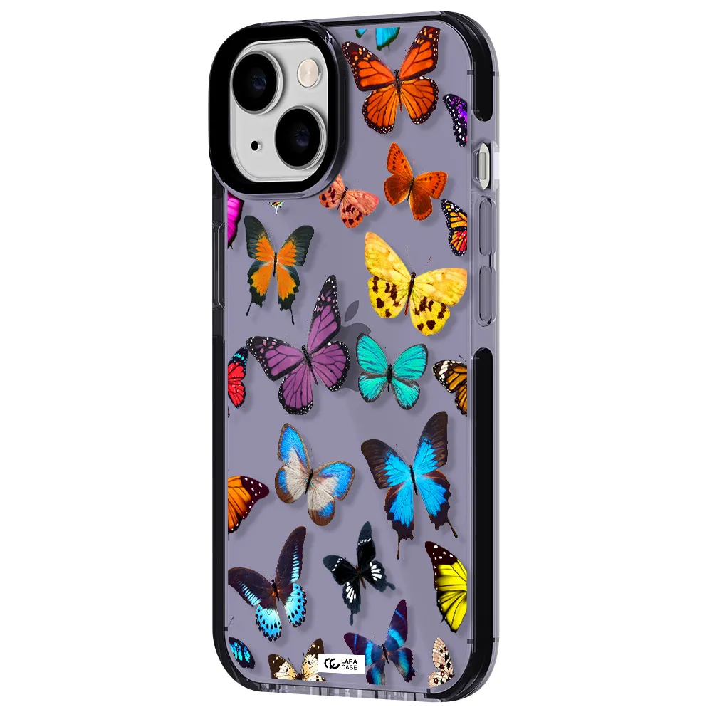 Colorful Butterflies Apple iPhone 14 impact Lilac Case