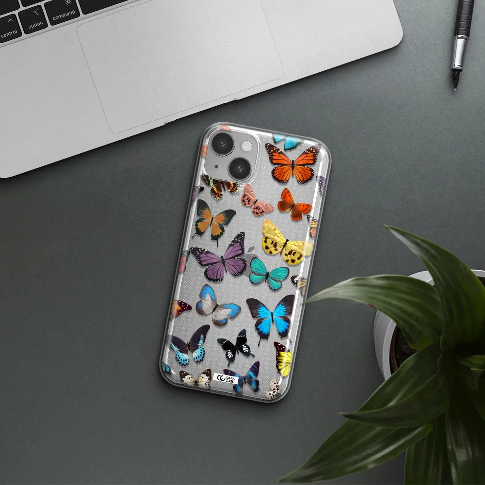 Colorful Butterflies Apple iPhone 14 plus Clear TPU Case