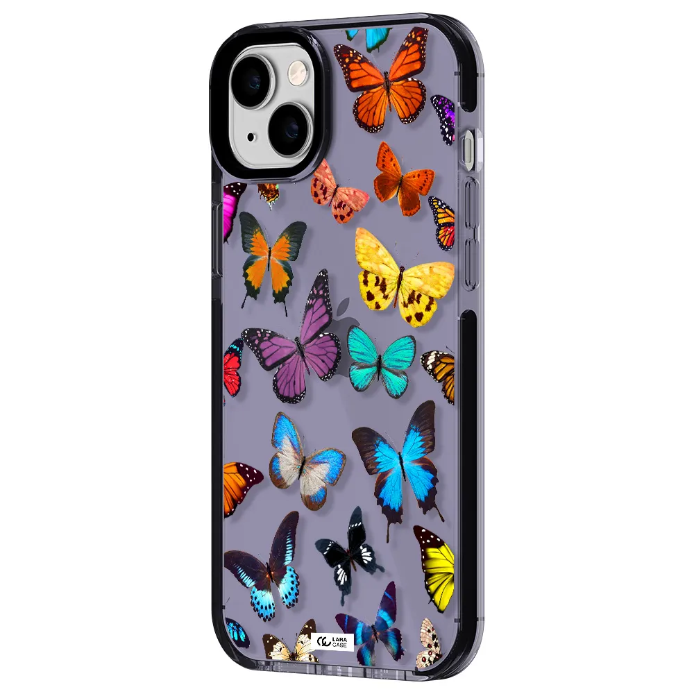 Colorful Butterflies Apple iPhone 14 plus impact Lilac Case