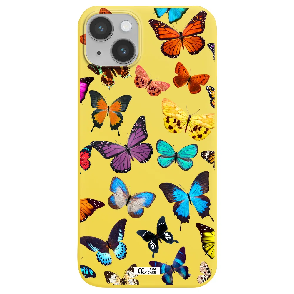 Colorful Butterflies Apple iPhone 14 plus Silicone canary yellow Case