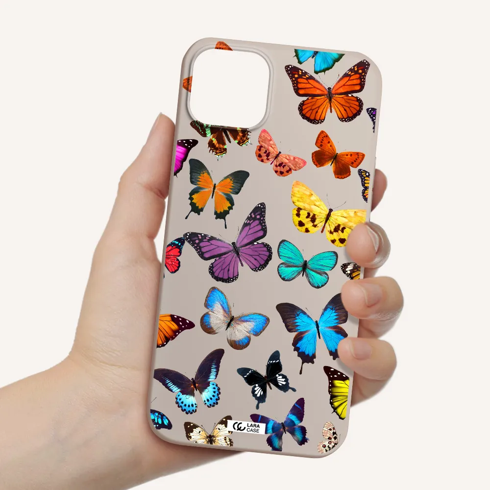 Colorful Butterflies Apple iPhone 14 plus Silicone Stone Case