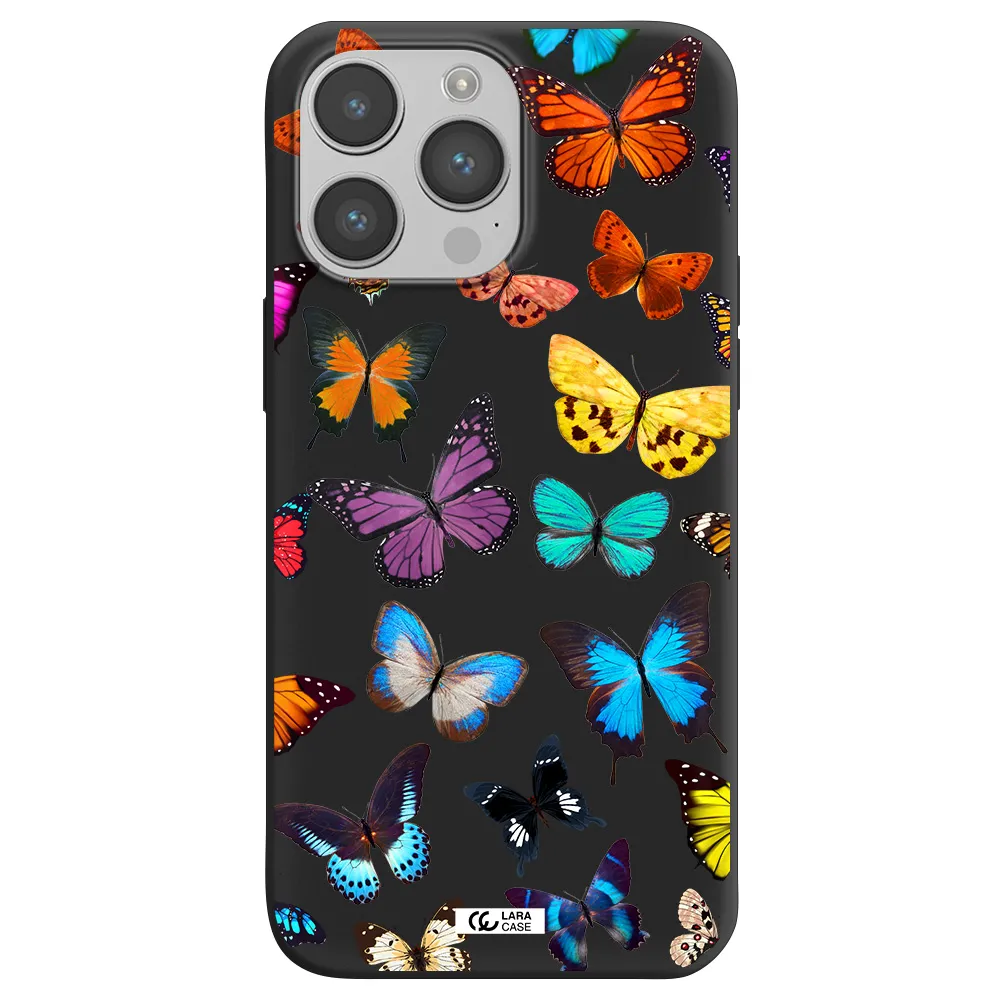 Colorful Butterflies Apple iPhone 14 pro max Silicone black Case