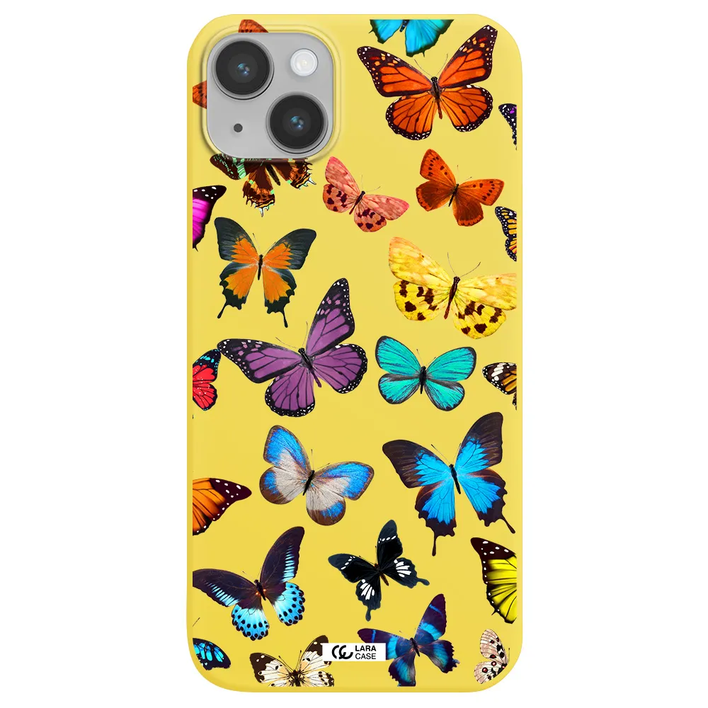 Colorful Butterflies Apple iPhone 14 Silicone canary yellow Case