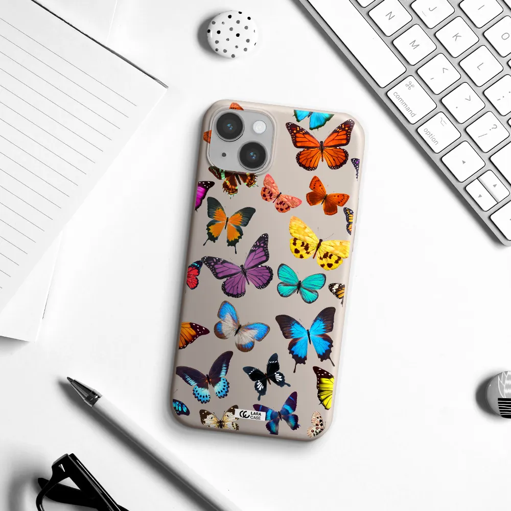 Colorful Butterflies Apple iPhone 14 Silicone Stone Case