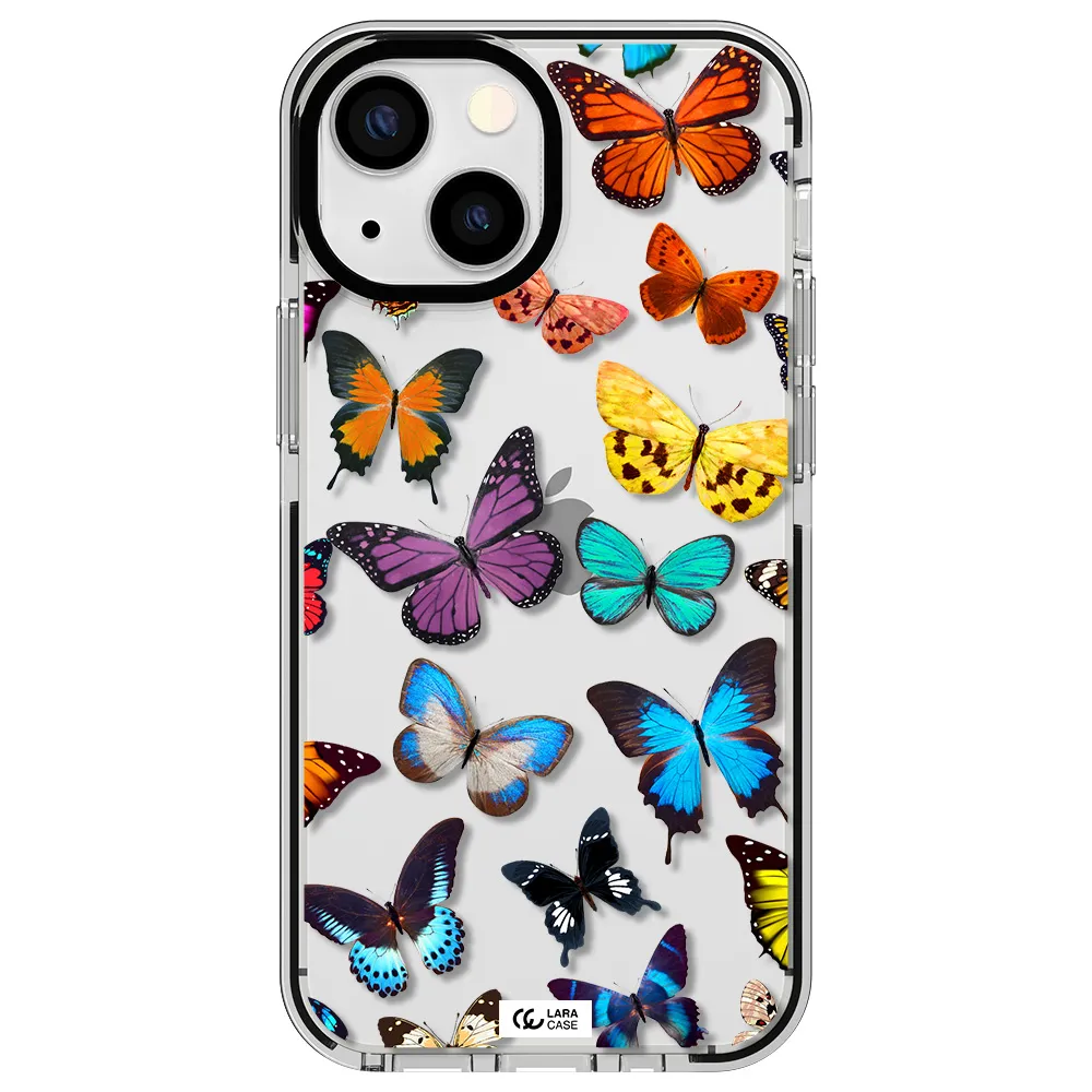 Colorful Butterflies Apple iPhone 15 impact black border Case