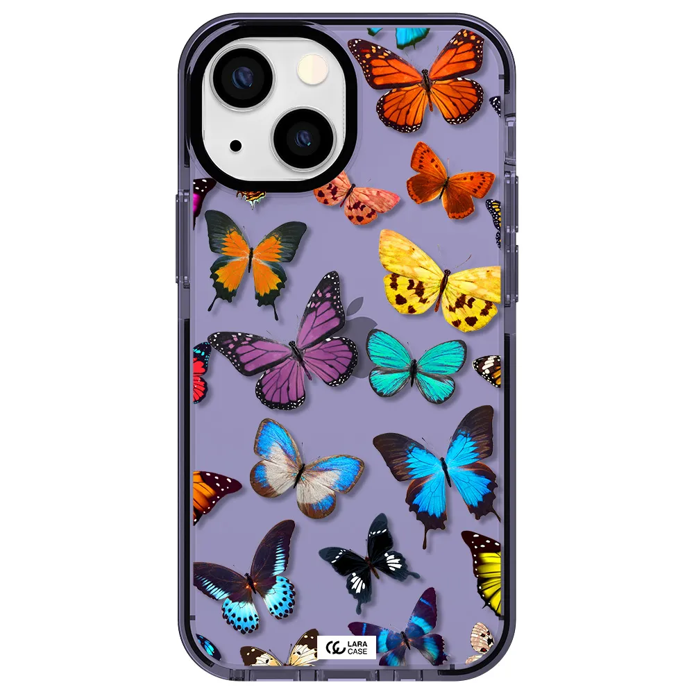 Colorful Butterflies Apple iPhone 15 impact Lilac Case