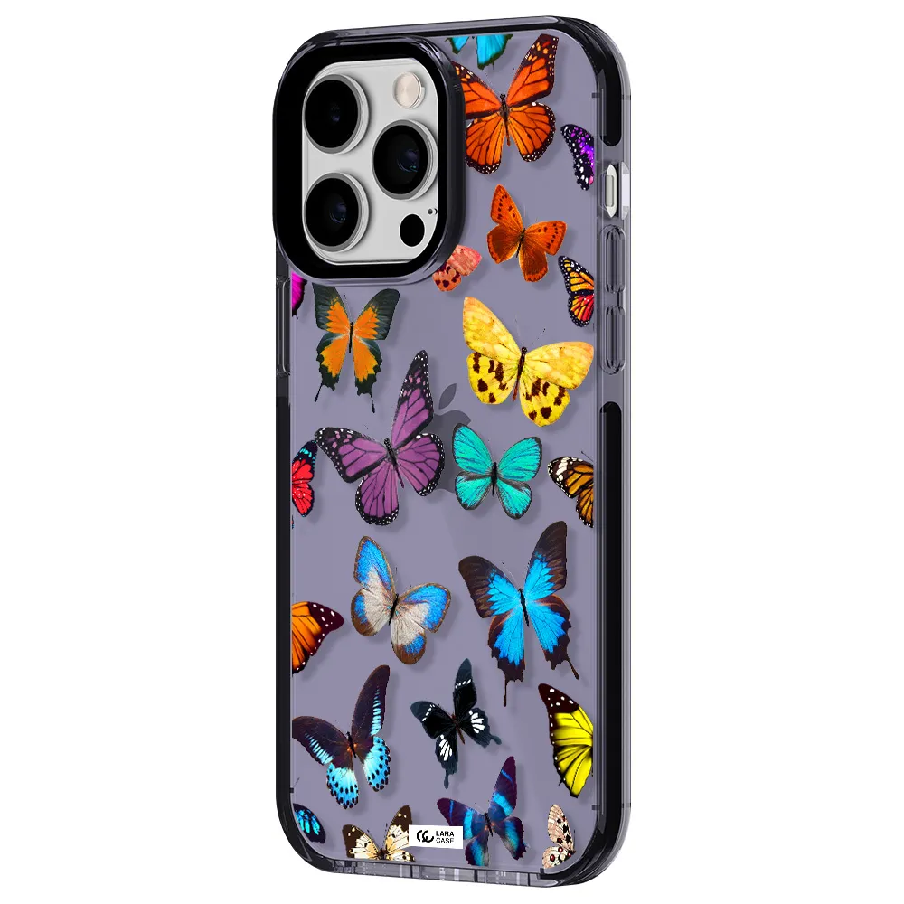 Colorful Butterflies Apple iPhone 15 Pro impact Lilac Case