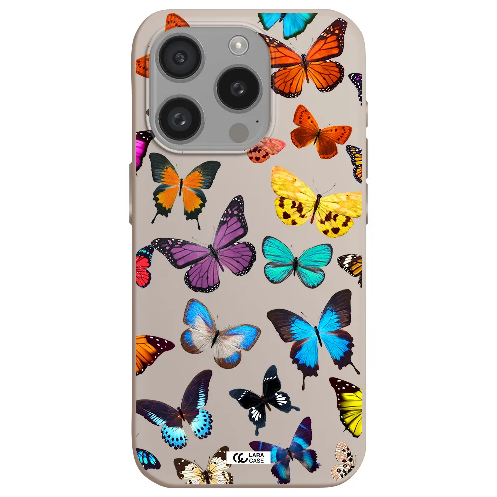 Colorful Butterflies Apple Iphone 15 Pro Silicone Stone Case