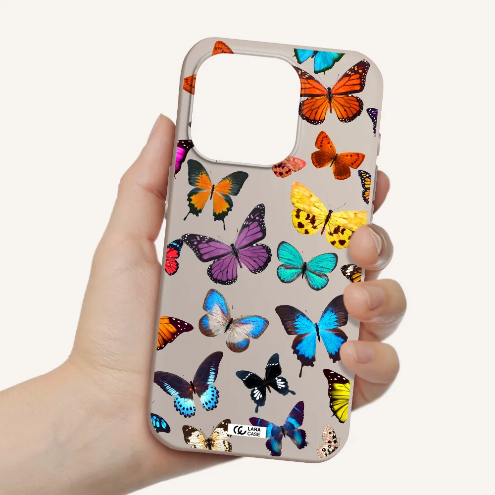 Colorful Butterflies Apple Iphone 15 Pro Silicone Stone Case