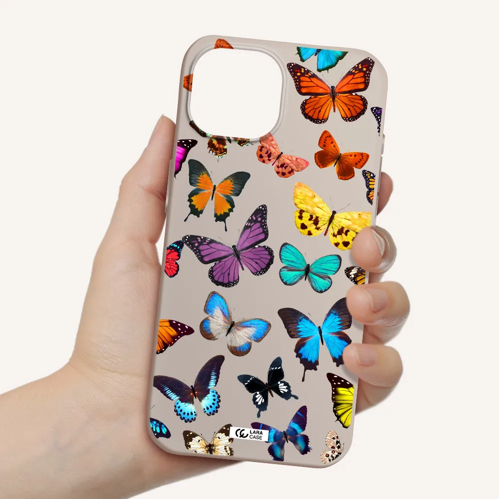 Colorful Butterflies Apple iPhone 15 Silicone Stone Case