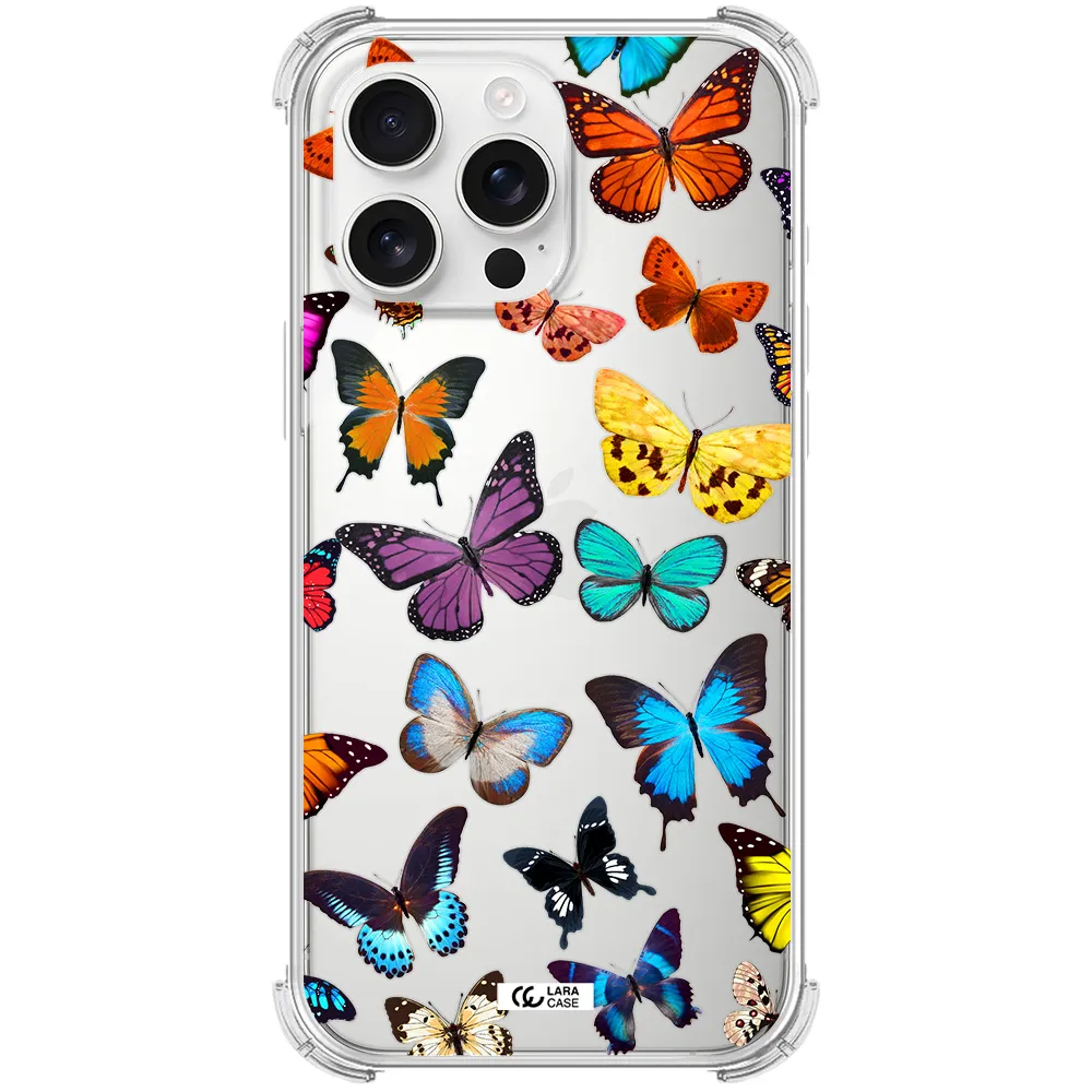 Colorful Butterflies Apple Iphone 16 Pro Max Clear Pc Case