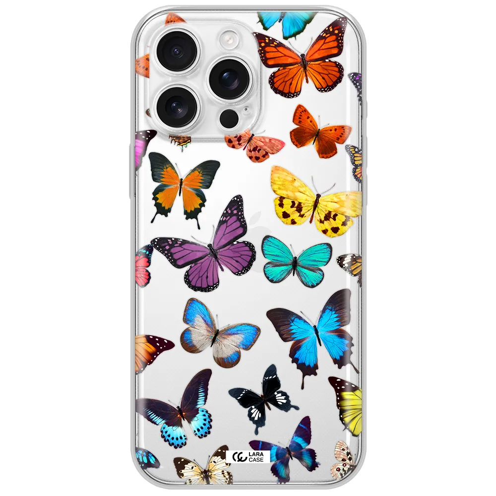 Colorful Butterflies Apple Iphone 16 Pro Max Clear Tpu Case