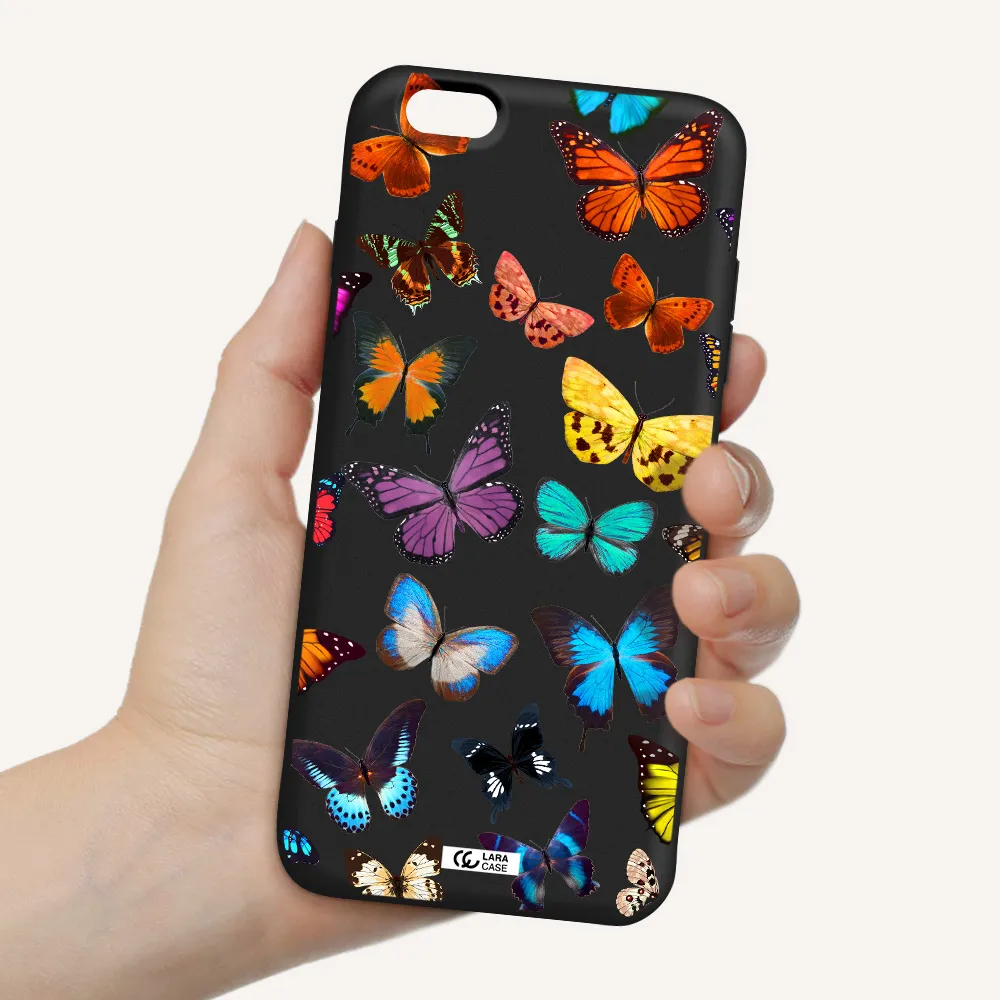 Colorful Butterflies Apple iPhone 6 plus Silicone black Case