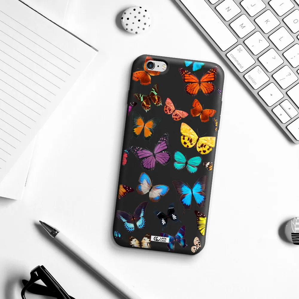 Colorful Butterflies Apple iPhone 6 plus Silicone black Case