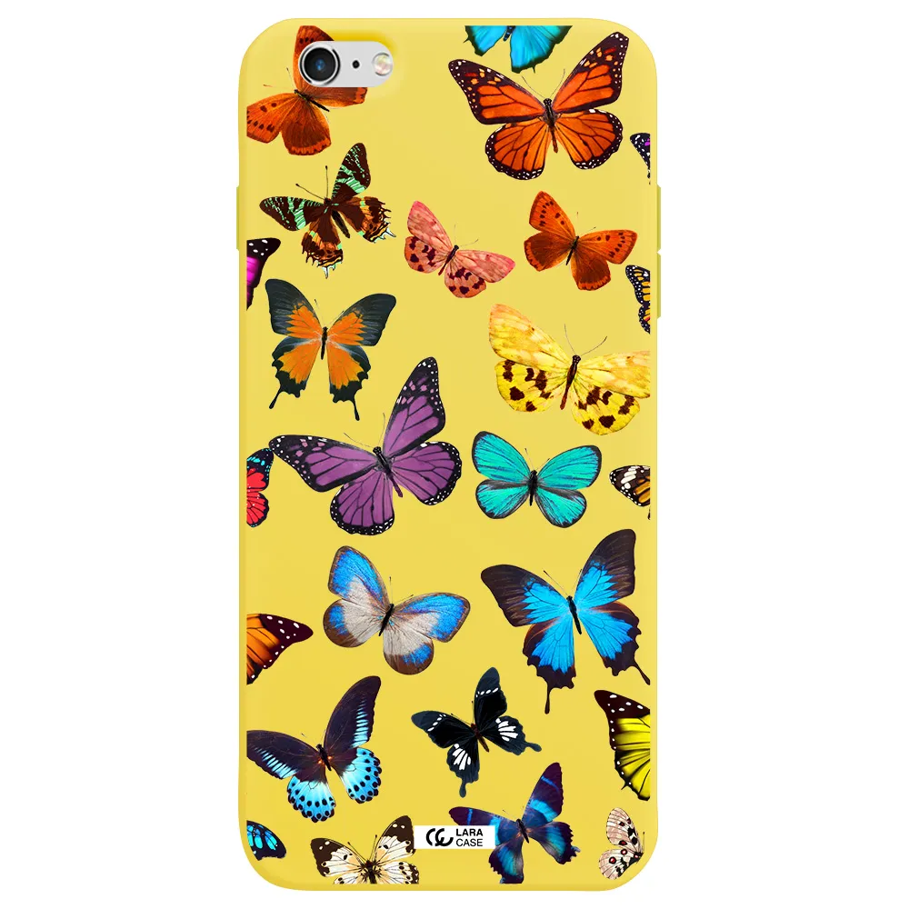 Colorful Butterflies Apple iPhone 6 plus Silicone canary yellow Case