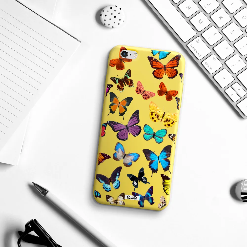 Colorful Butterflies Apple iPhone 6 plus Silicone canary yellow Case