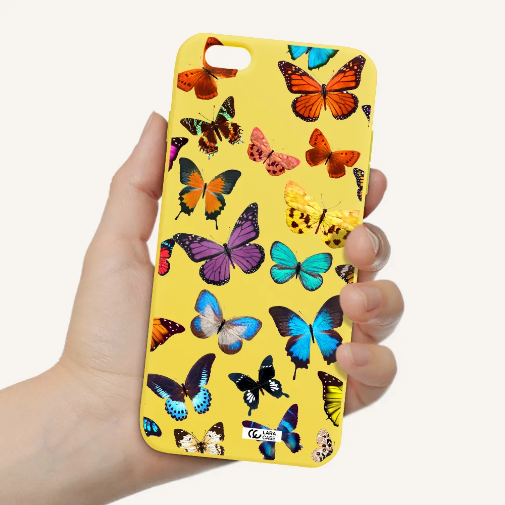 Colorful Butterflies Apple iPhone 6 s plus Silicone canary yellow Case