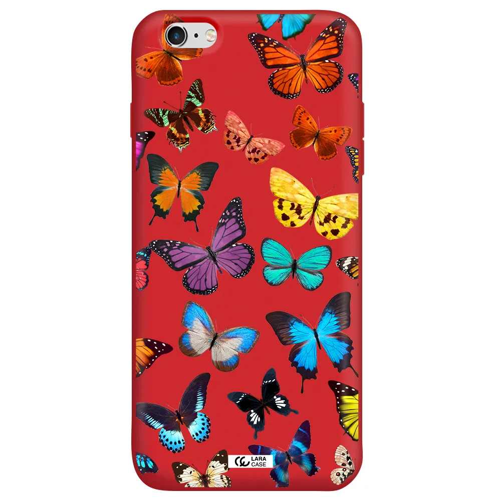 Colorful Butterflies Apple iPhone 6 s plus Silicone Imperial Red Case