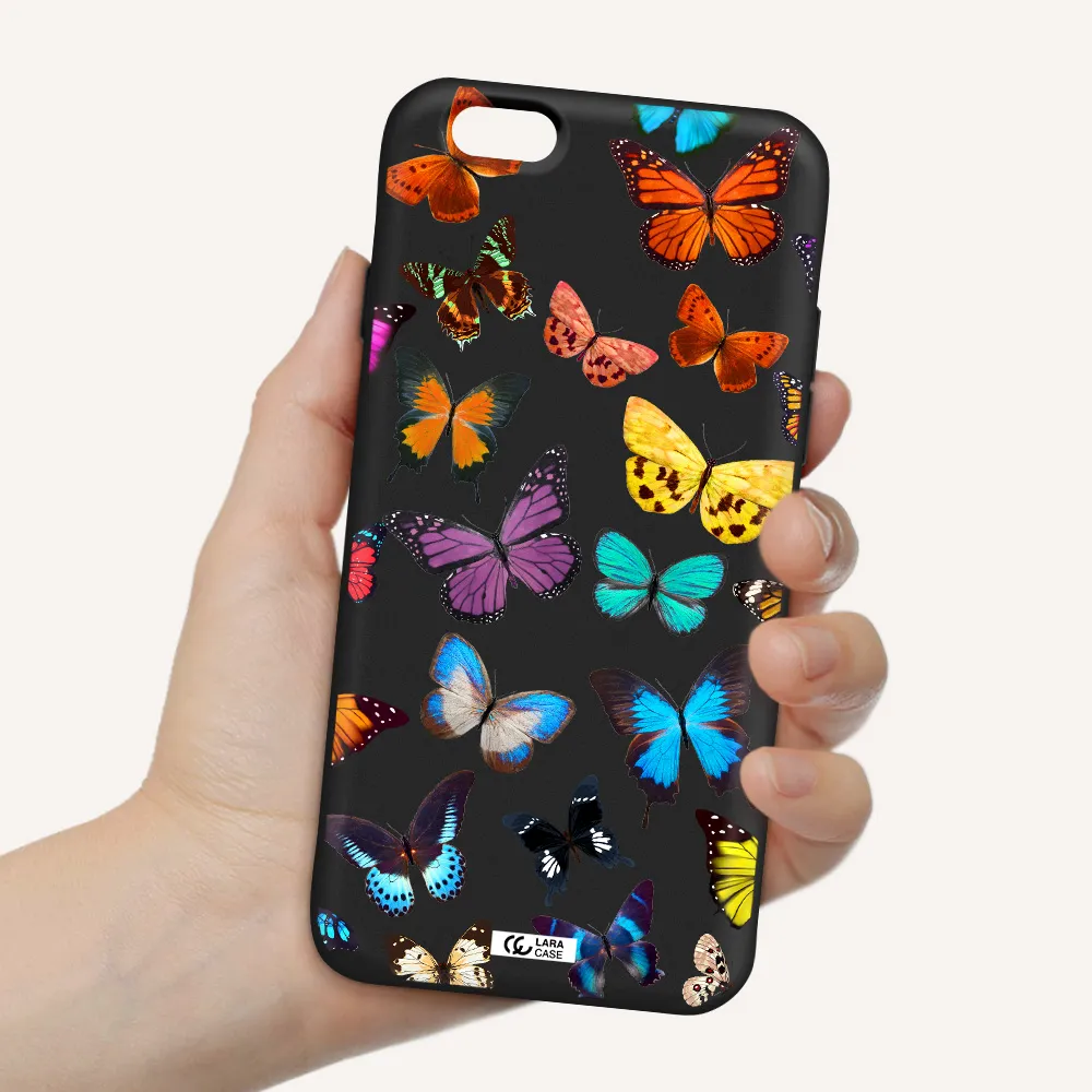 Colorful Butterflies Apple iPhone 6 Silicone black Case