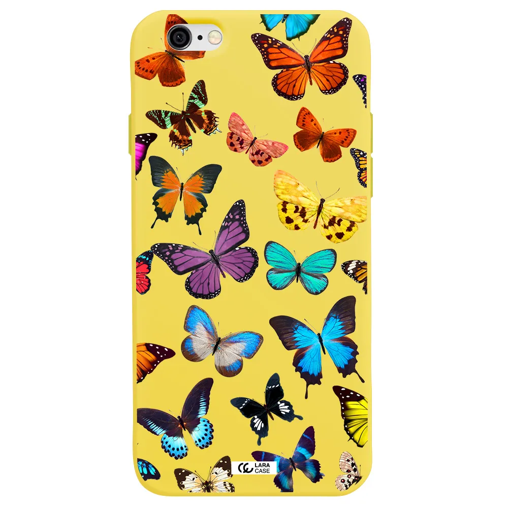 Colorful Butterflies Apple iPhone 6 Silicone canary yellow Case