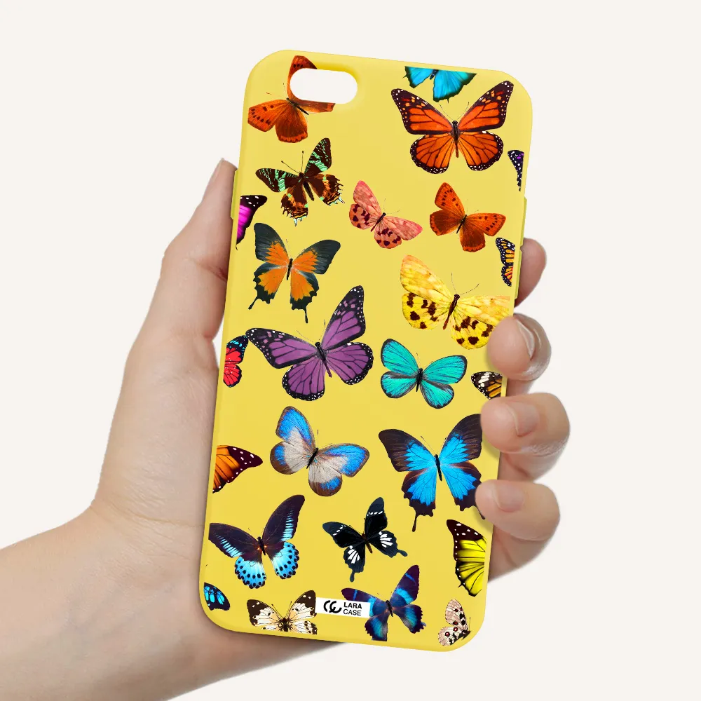 Colorful Butterflies Apple iPhone 6 Silicone canary yellow Case