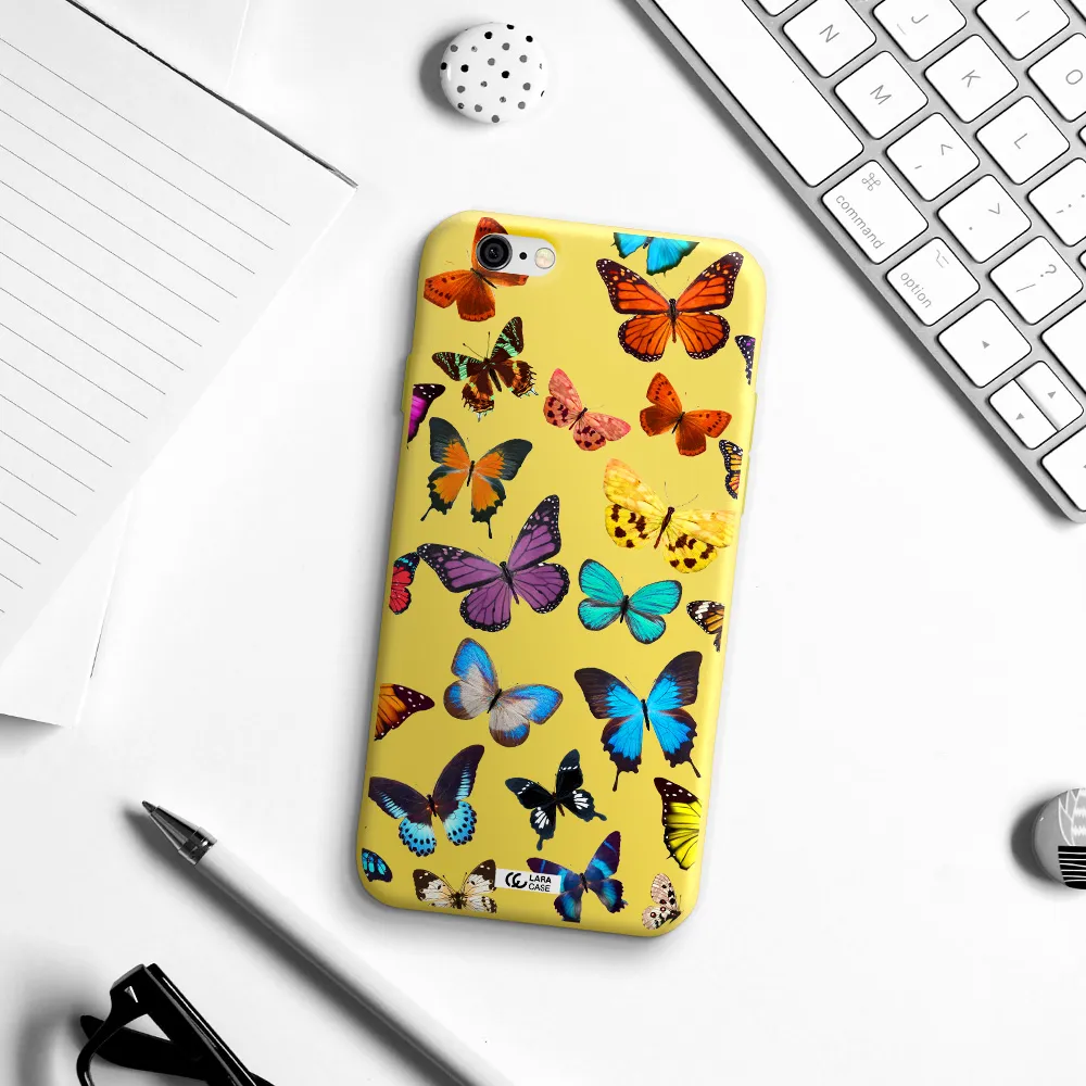 Colorful Butterflies Apple iPhone 6 Silicone canary yellow Case