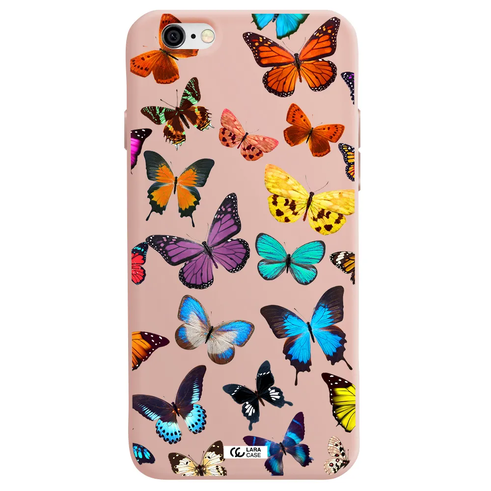 Colorful Butterflies Apple iPhone 6 Silicone pastel pink Case