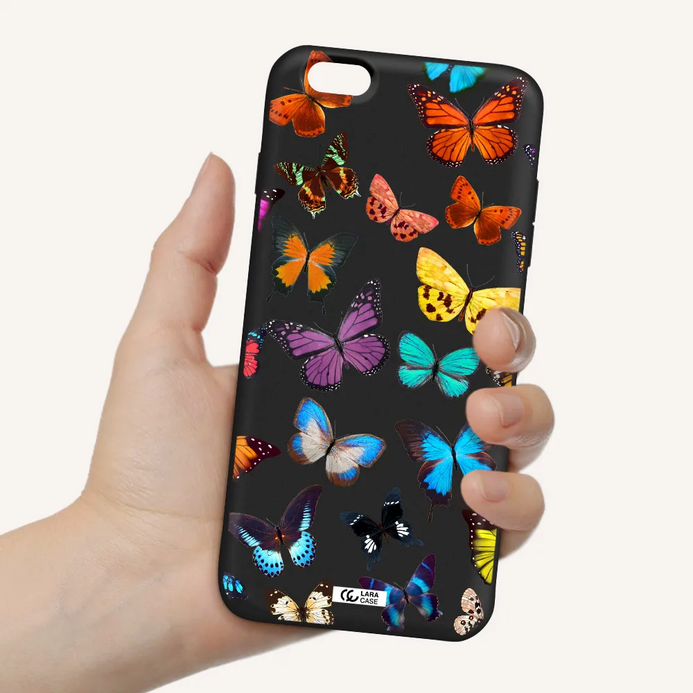 Colorful Butterflies Apple iPhone 6S Silicone black Case