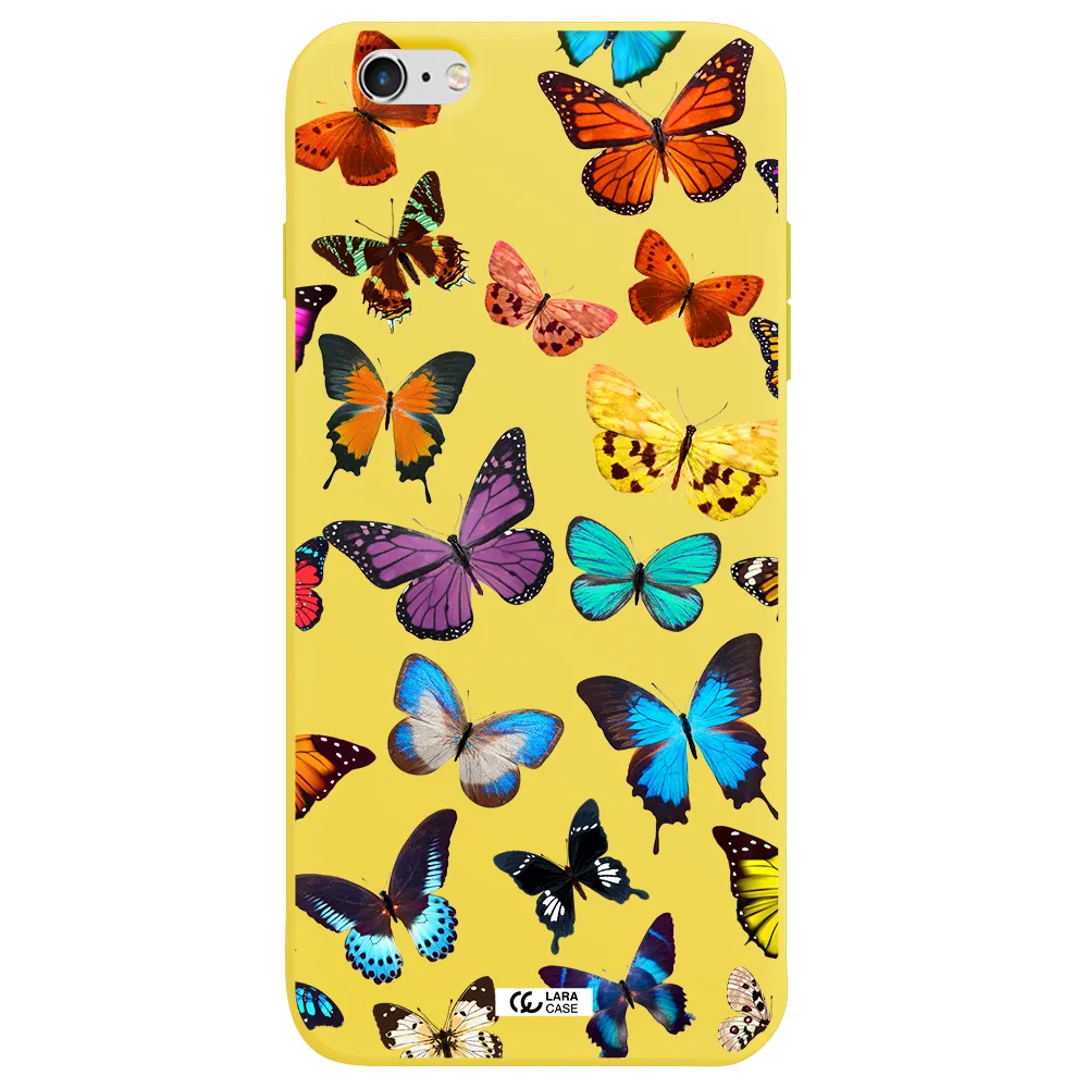 Colorful Butterflies Apple iPhone 6S Silicone canary yellow Case