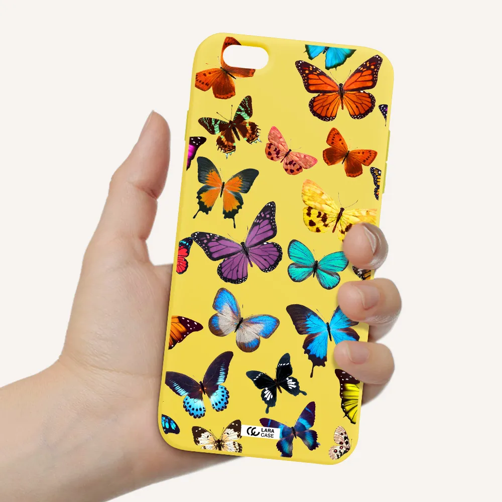 Colorful Butterflies Apple iPhone 6S Silicone canary yellow Case