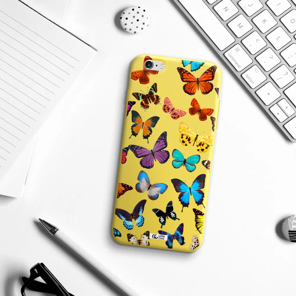 Colorful Butterflies Apple iPhone 6S Silicone canary yellow Case