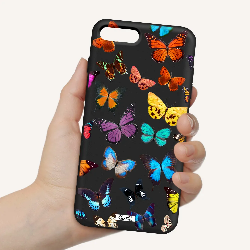 Colorful Butterflies Apple iPhone 7 plus Silicone black Case