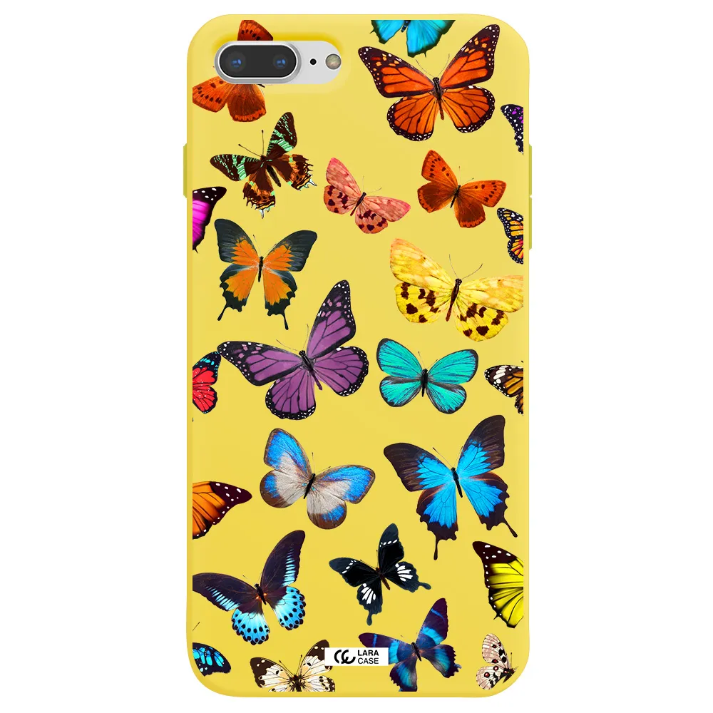 Colorful Butterflies Apple iPhone 7 plus Silicone canary yellow Case
